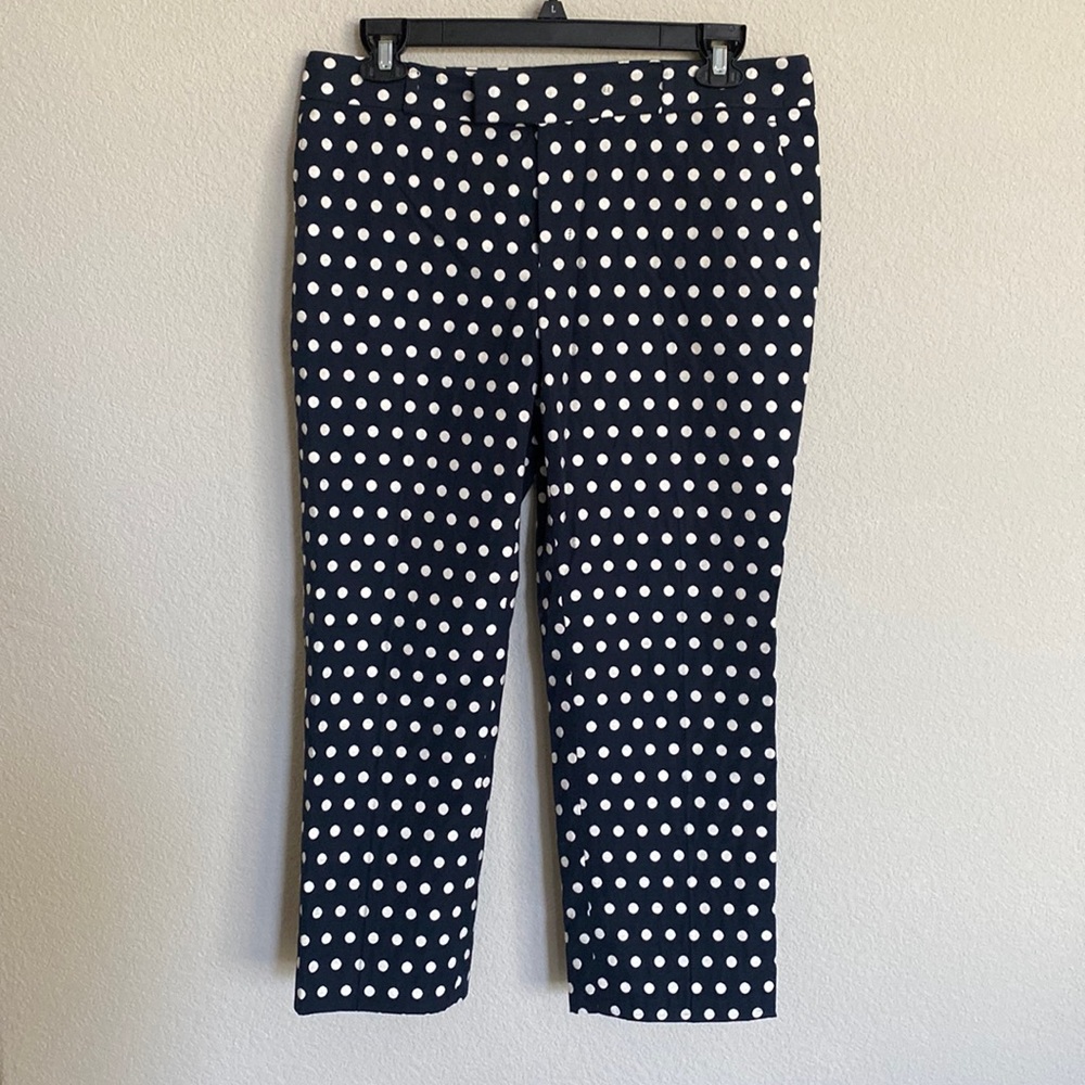 Navy blue and ivory polka dot dress pant